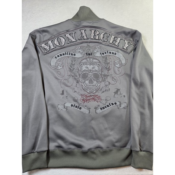 Monarchy Los Angeles Other - Monarchy Skull Track Jacket Mens Large Embroidered Graphic Moto Streetwear Y2K